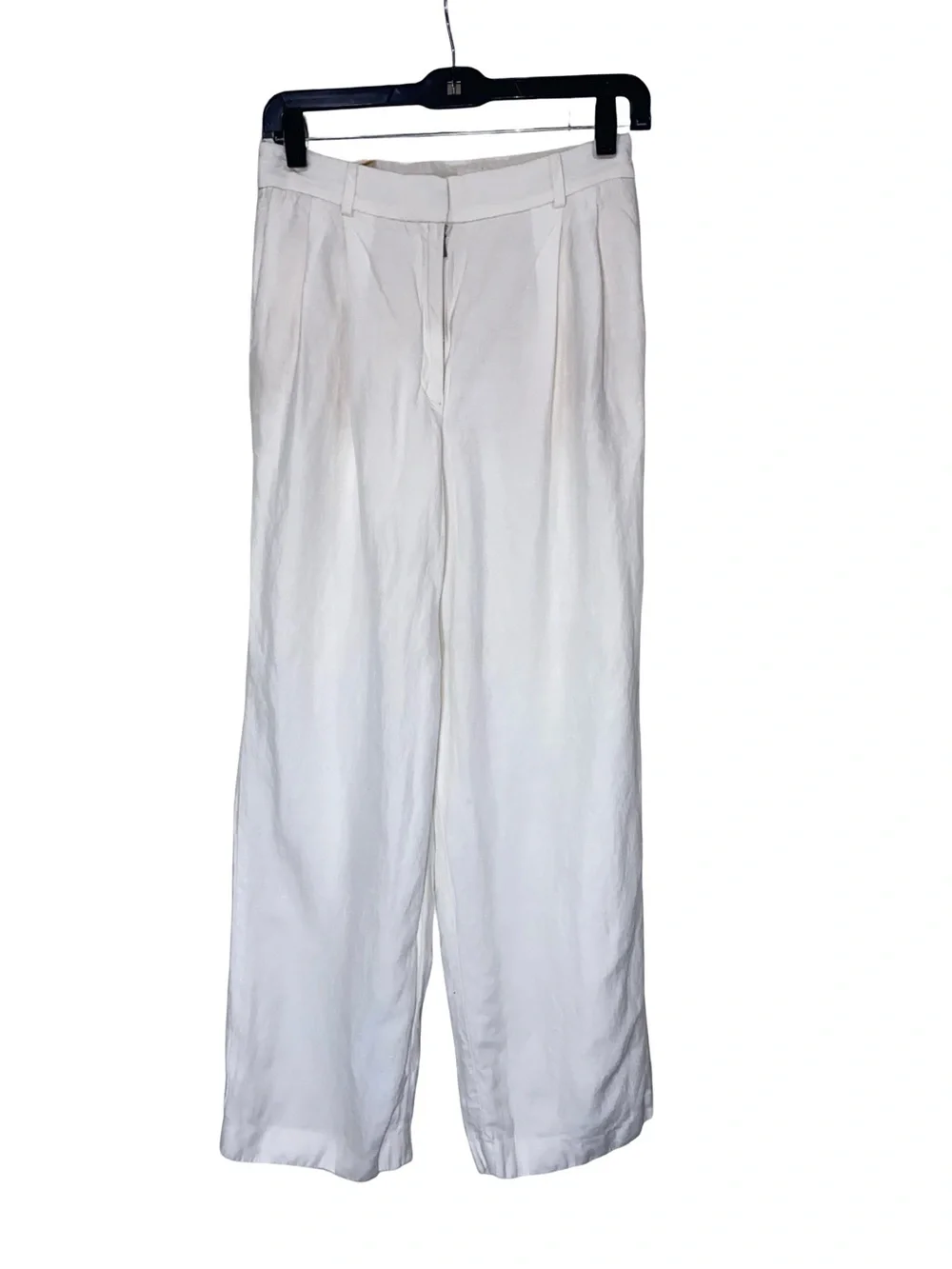 Aritzia Babaton Pleated Linen Pant White Wide Leg High Waisted Trouser SP23